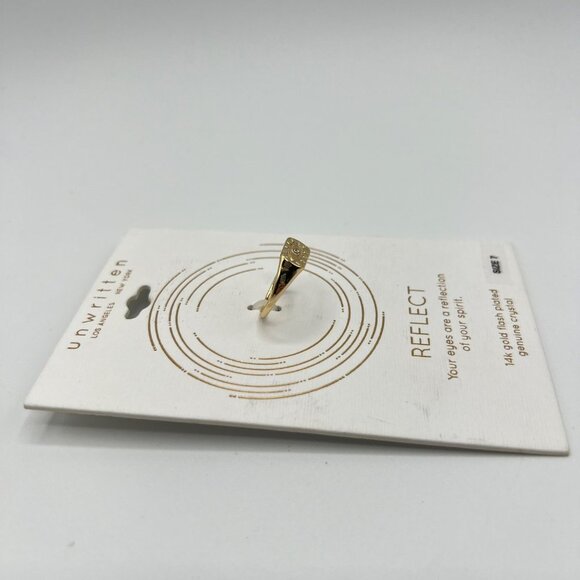 Unwritten 14K Crystal Evil Eye Signet Ring in Gold Size 9 MSRP $35 NWT - Picture 5 of 5